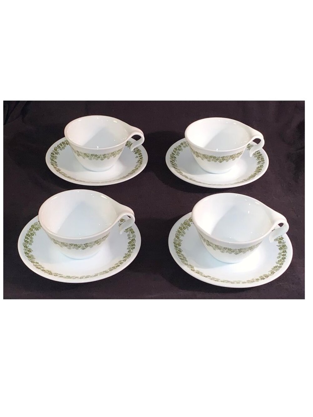 Crazy Daisy Corelle by Corning Teacups & Saucers “Spring Blossom” (Set of 4)